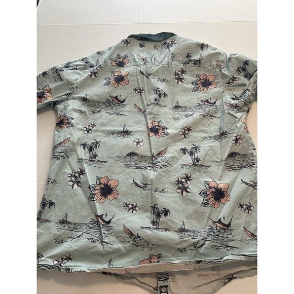 Salty Crew Button Shirt XL Tropic Sails Nautical Floral Outdoor Blue Short Sleev - Picture 12 of 12